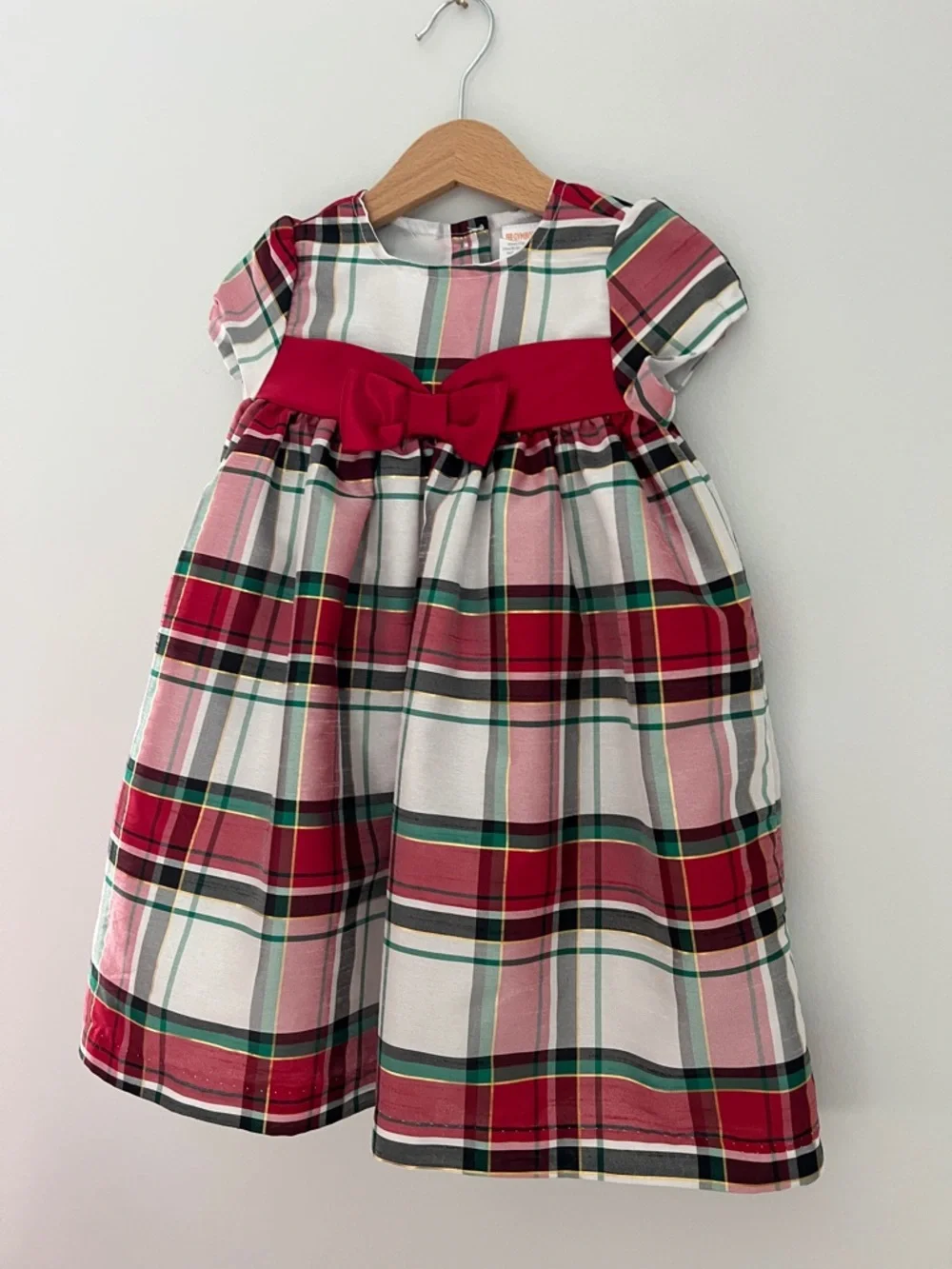 Gymboree | Plaid Toddler Dress Green Red Bow 18-24M